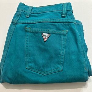 Guess by George Marciano Vintage 80’s Turquoise Teal Denim Jeans Size 32